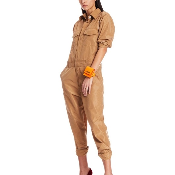 Ganni Nylon Tech Utility Suit In Neutral Brown Women's Size 36 US 4 - Picture 3 of 11